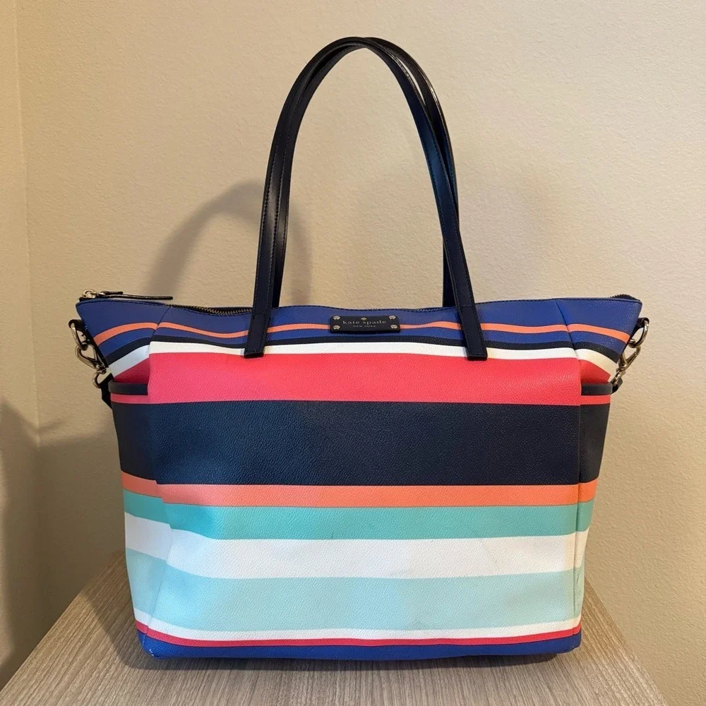 Kate Spade Laurel Way Striped Beach Tote Shoulder Baby Diaper Bag  Multicolor
